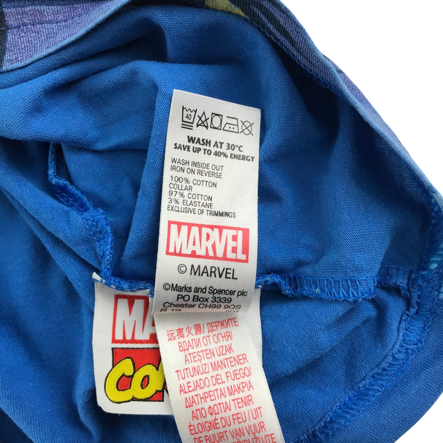 M&S t-shirt 5-6 years blue Marvel superheroes cotton