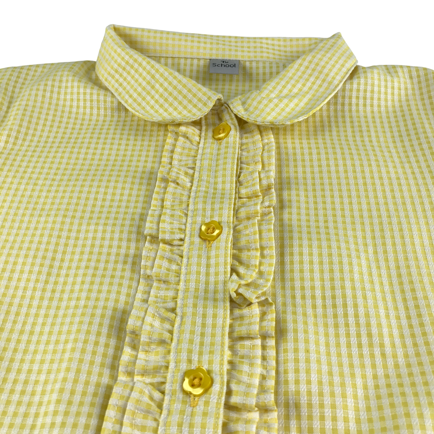 Yellow gingham with belt summer school dress