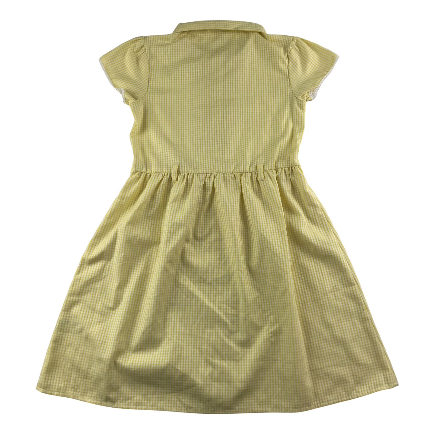 Yellow gingham with belt summer school dress