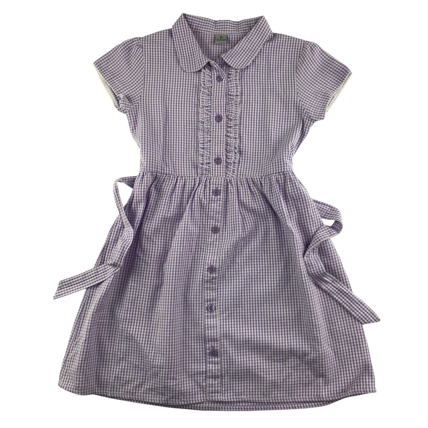 Lilac gingham with belt summer school dress