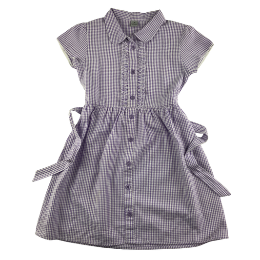 Lilac gingham with belt summer school dress