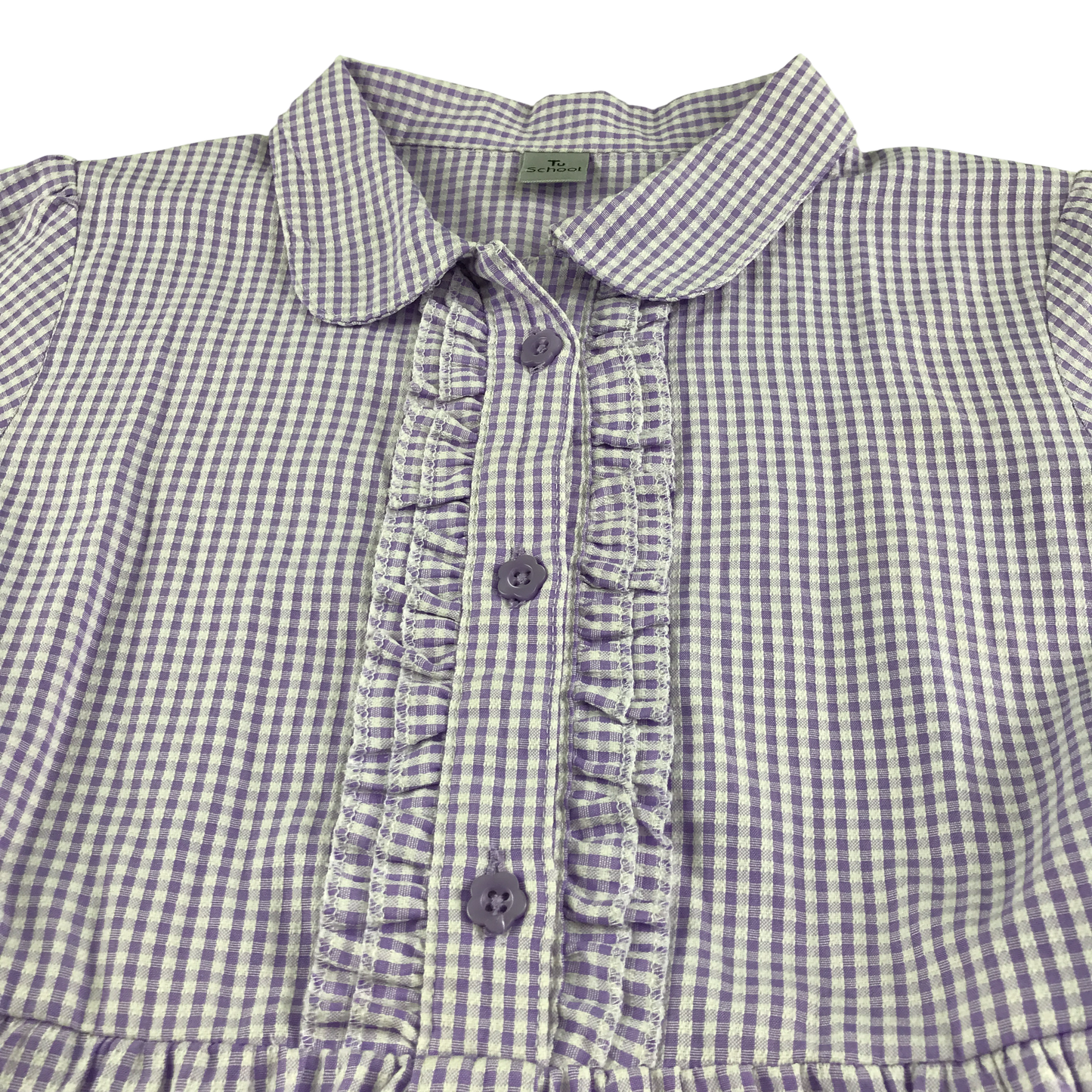 Lilac gingham with belt summer school dress