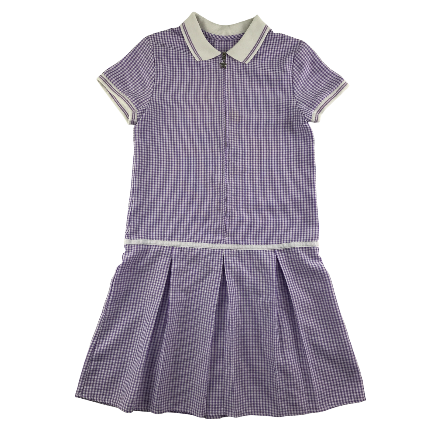 Lilac gingham with zipper school summer dress