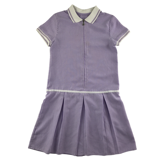 Lilac gingham with zipper school summer dress