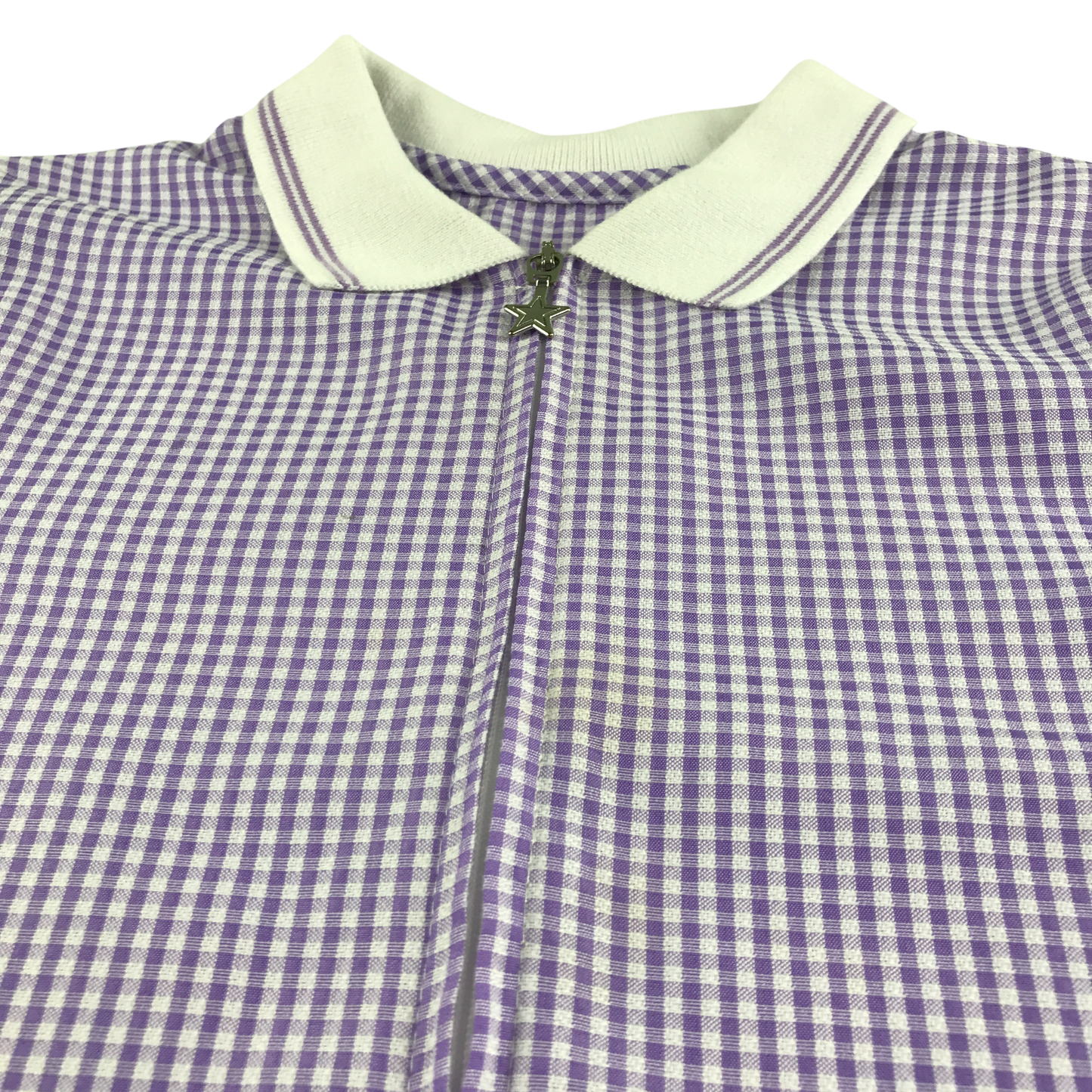 Lilac gingham with zipper school summer dress