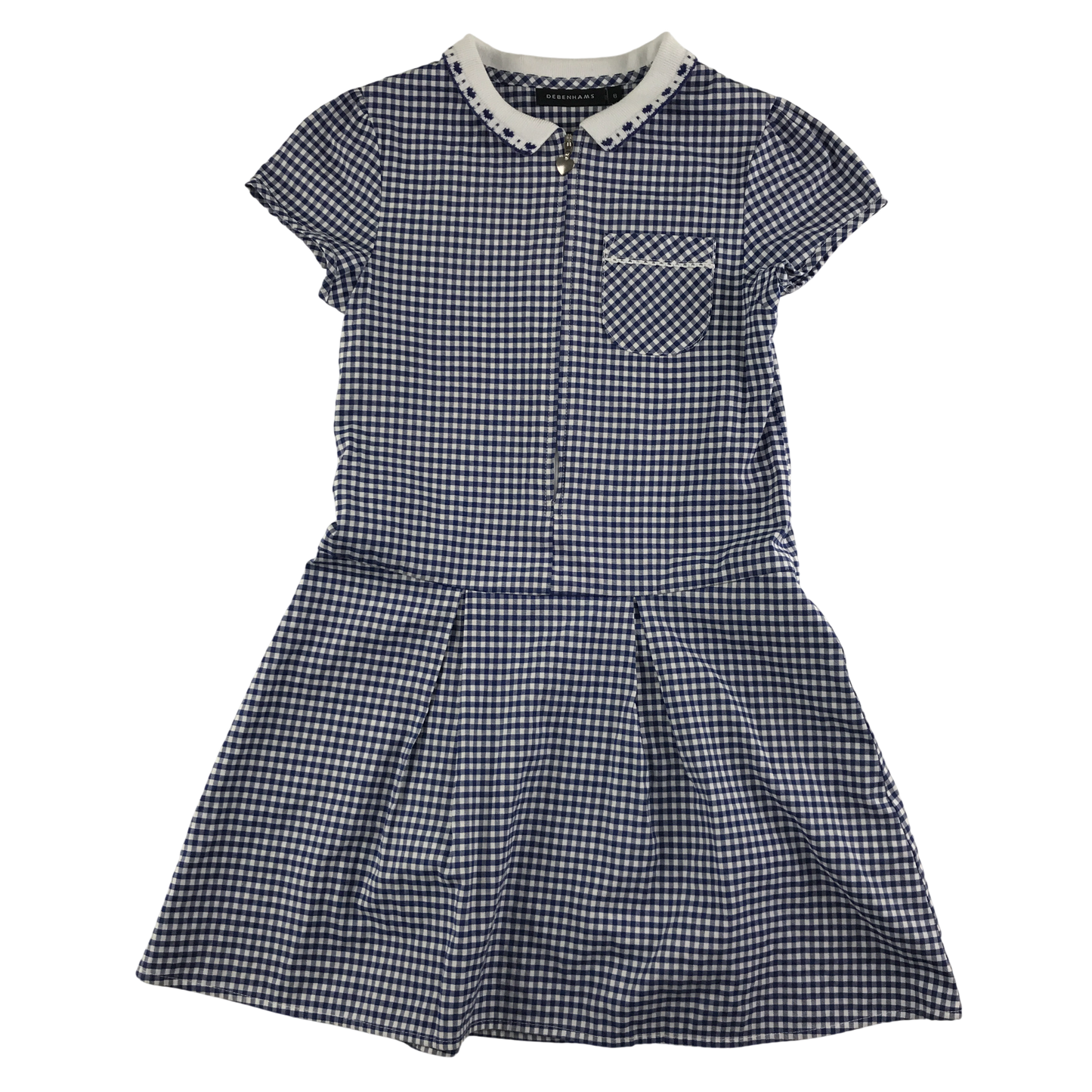 Navy gingham with zipper girls school summer dress