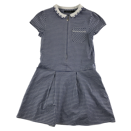 Navy gingham with zipper school summer dress