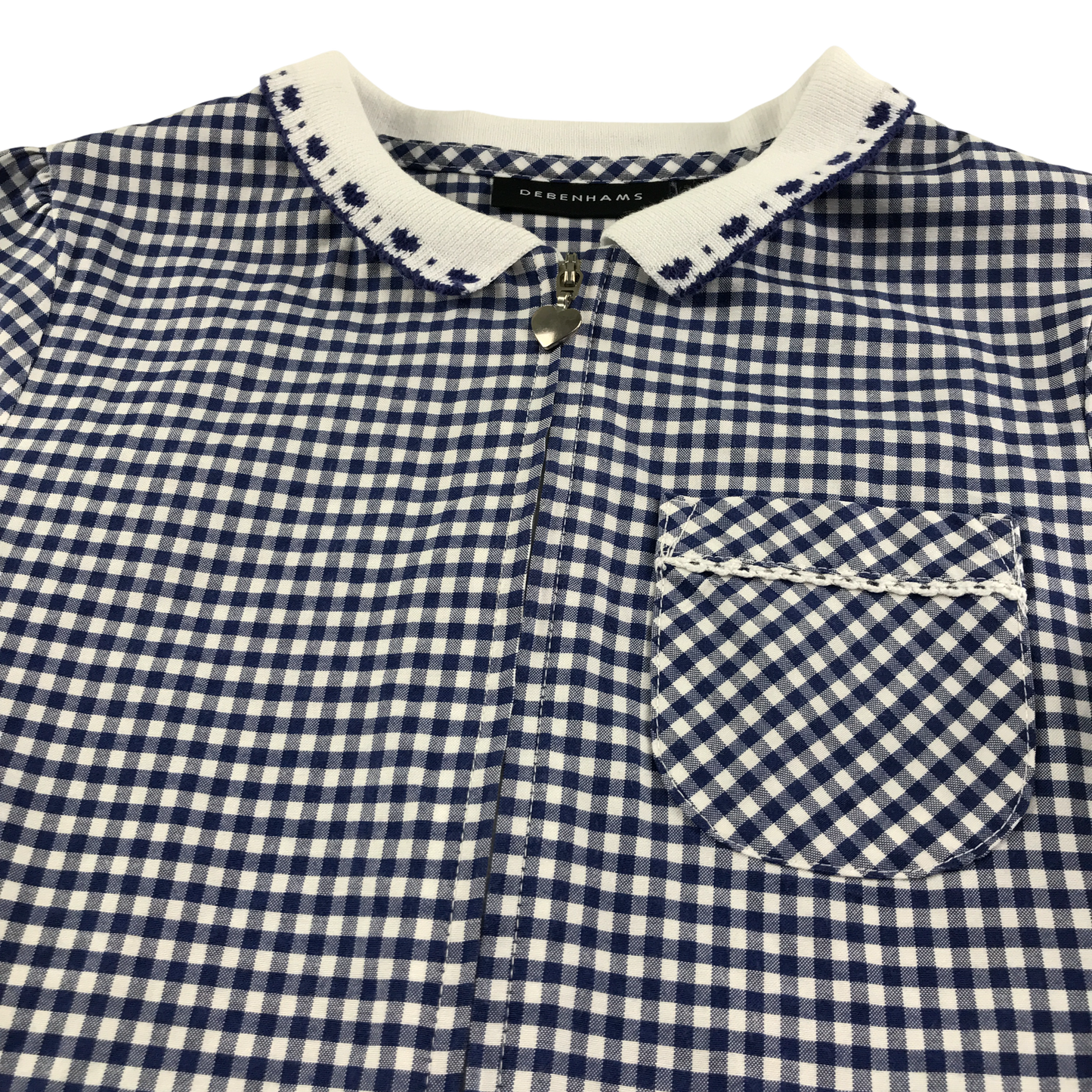 Navy gingham with zipper girls school summer dress