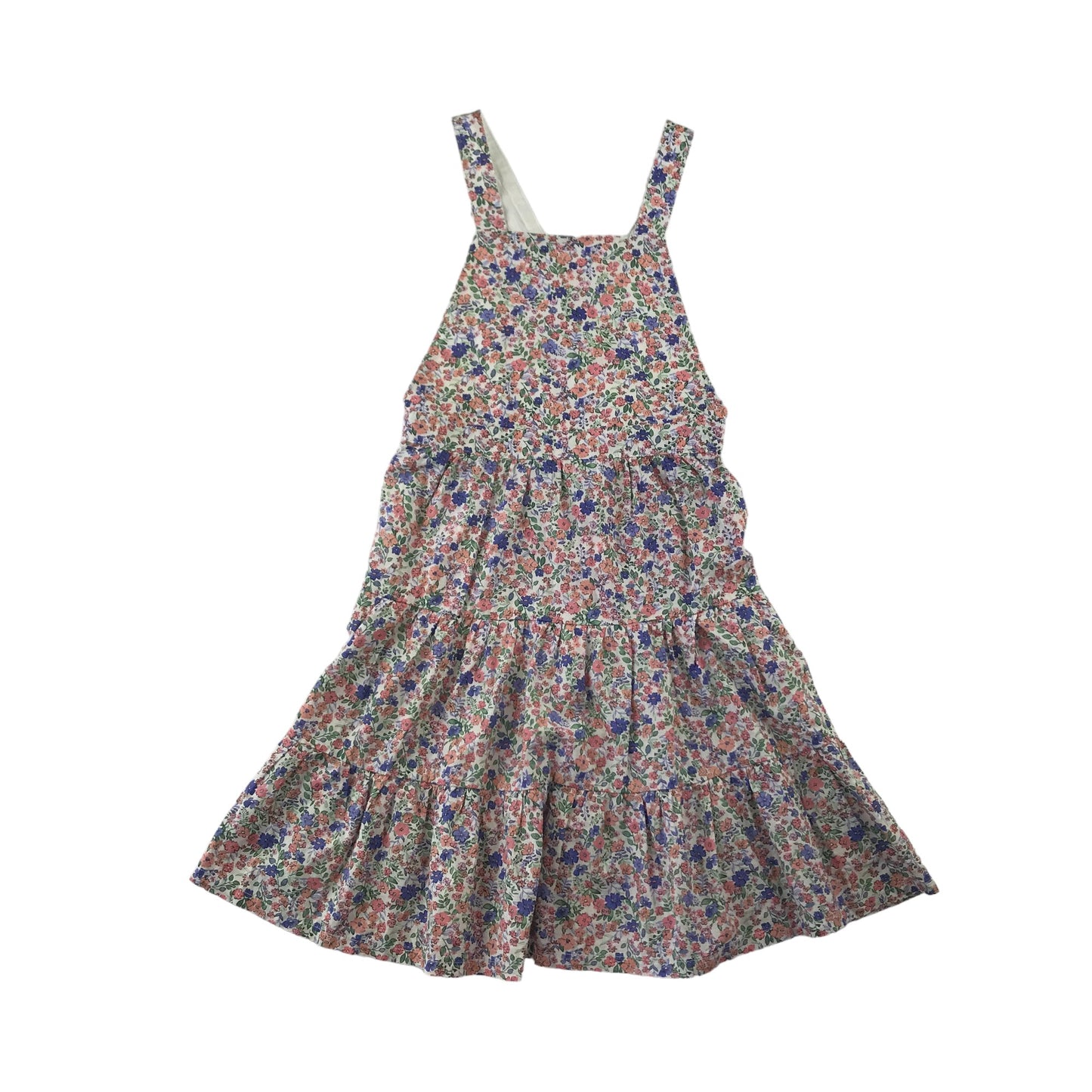 H&M dress 8-9 years blue and pink floral pinafore style flared summery cotton