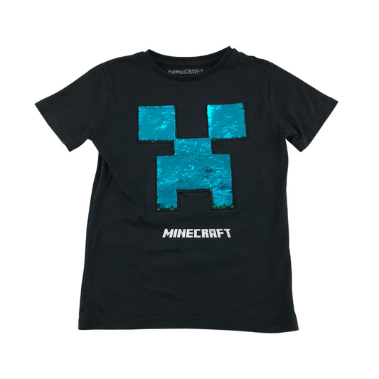 Next t-shirt 6-7 years black flip sequin Minecraft cotton