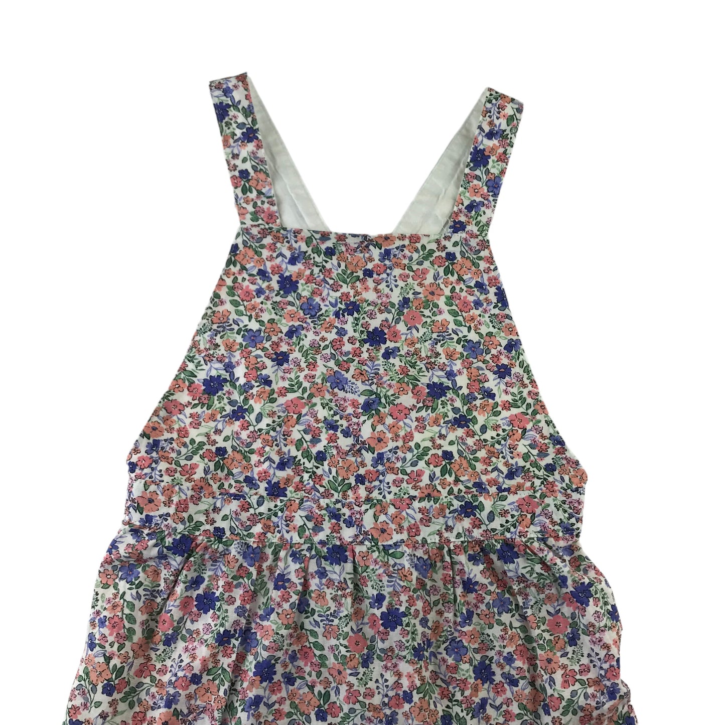 H&M dress 8-9 years blue and pink floral pinafore style flared summery cotton
