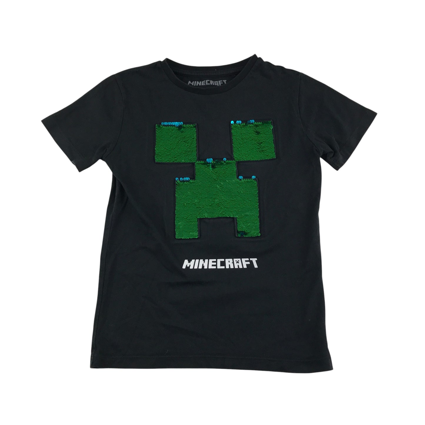 Next t-shirt 6-7 years black flip sequin Minecraft cotton