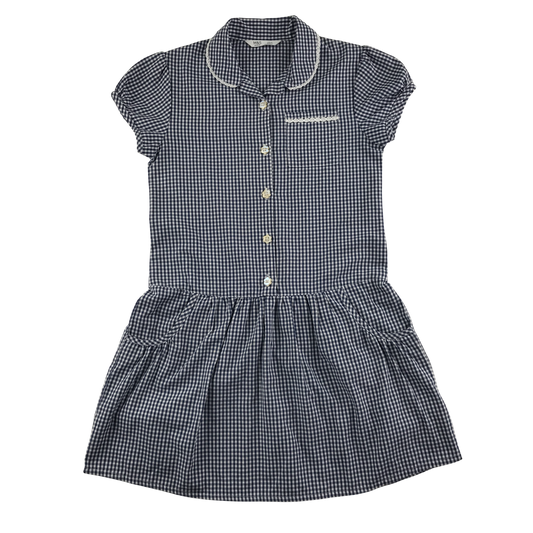 Navy gingham drop waist school summer dress