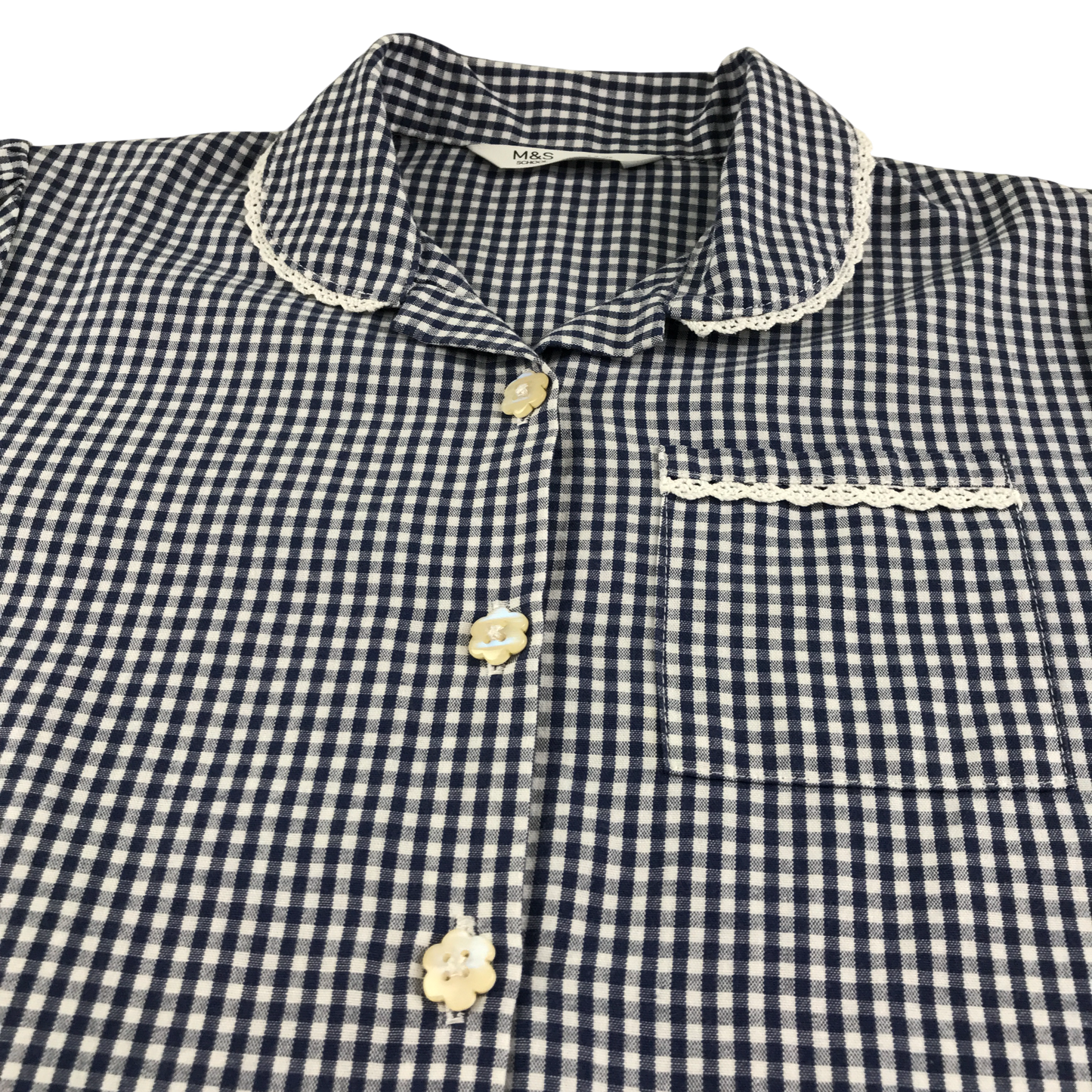 Navy gingham drop waist school summer dress