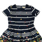 Yumi dress 11-12 years navy blue stripy floral print summery