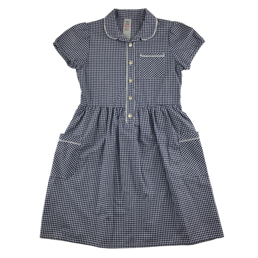 Navy gingham with buttons school summer dress