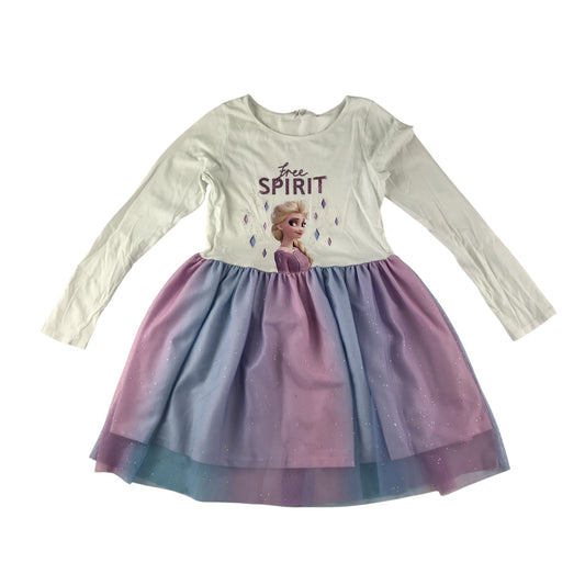H&M dress 9-10 years white and lilac pastel Disney Frozen Elsa mesh