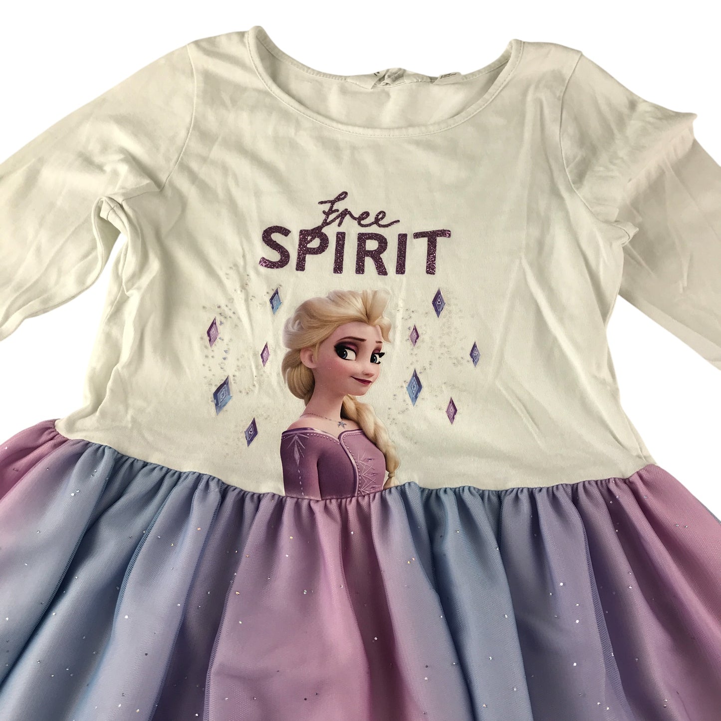 H&M dress 9-10 years white and lilac pastel Disney Frozen Elsa mesh