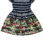 Yumi dress 11-12 years navy blue stripy floral print summery