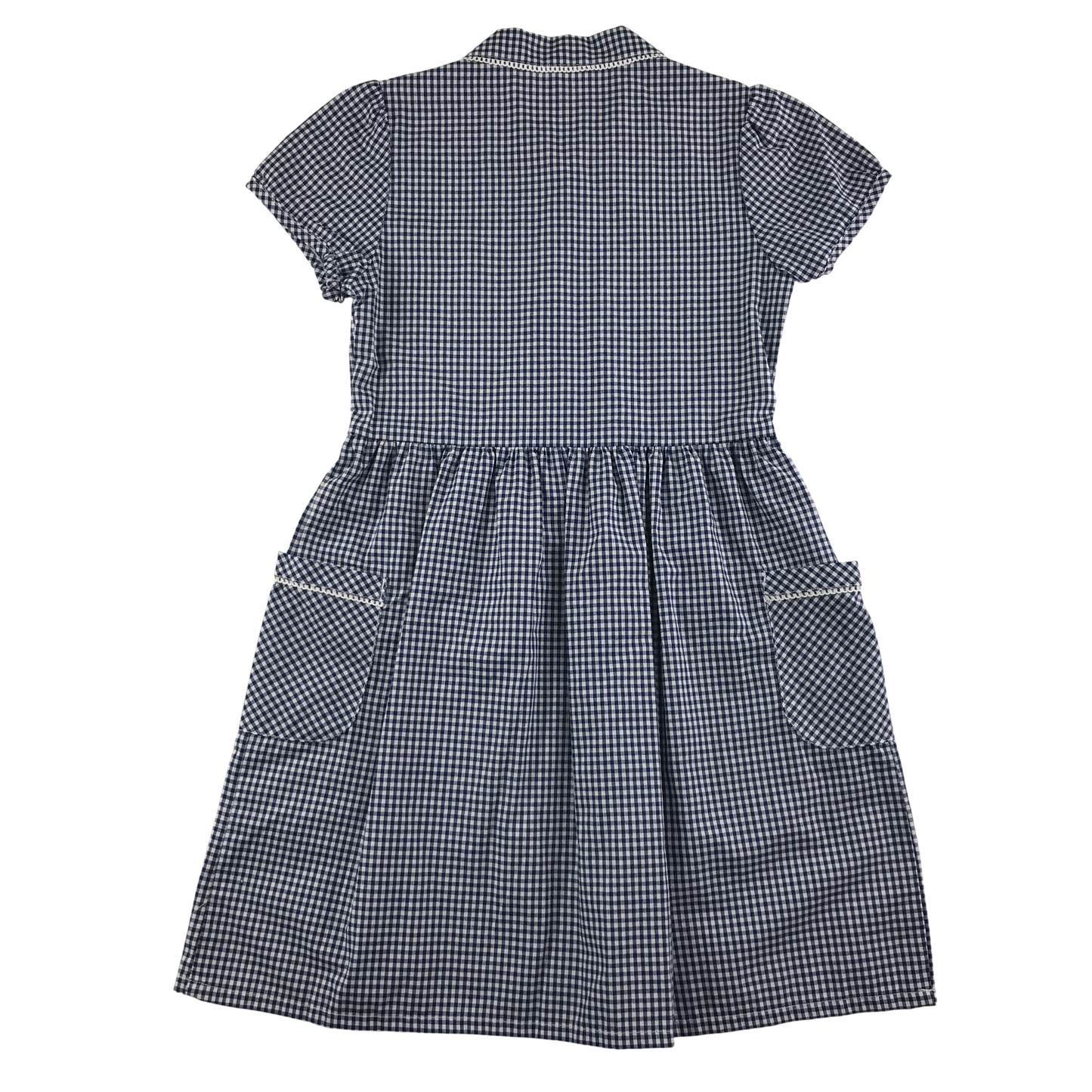Navy gingham with buttons school summer dress