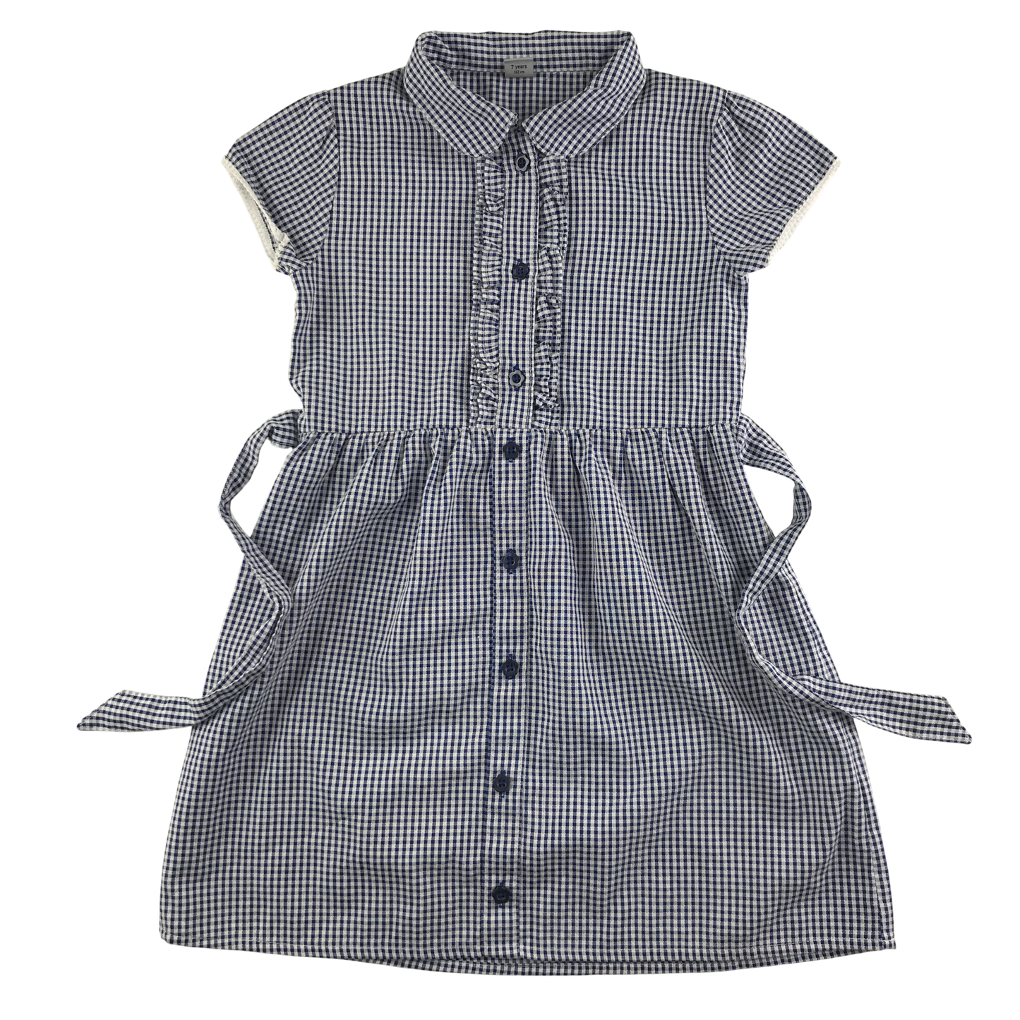 Navy gingham with belt school summer dress
