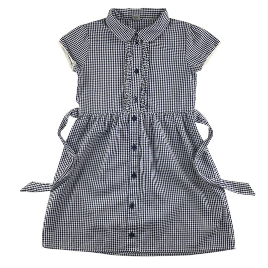 Navy gingham with belt school summer dress