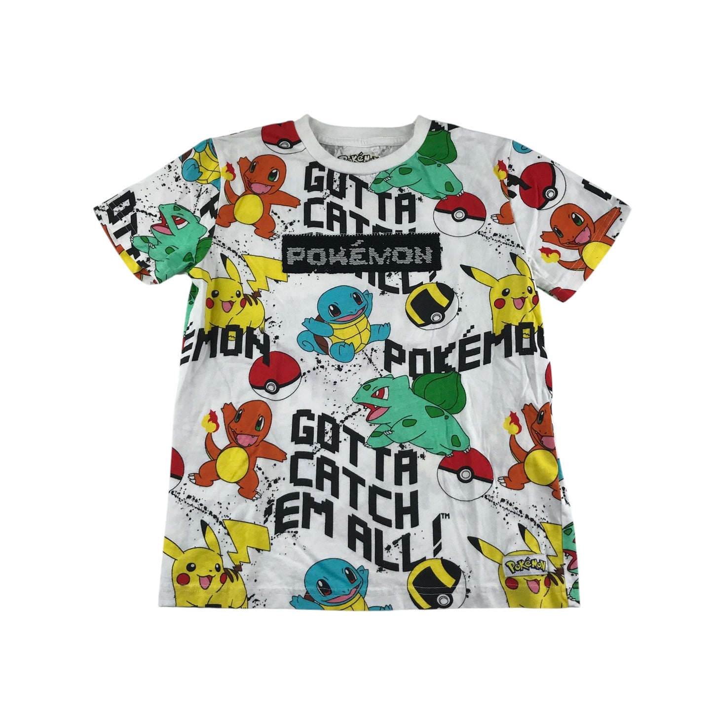 Next t-shirt 7-8 years white and multicolour Pokémon cotton