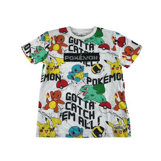 Next t-shirt 7-8 years white and multicolour Pokémon cotton