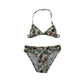 Monoprix Bikini Age 9 White and Green Parrots Print Pattern 2-Piece Set