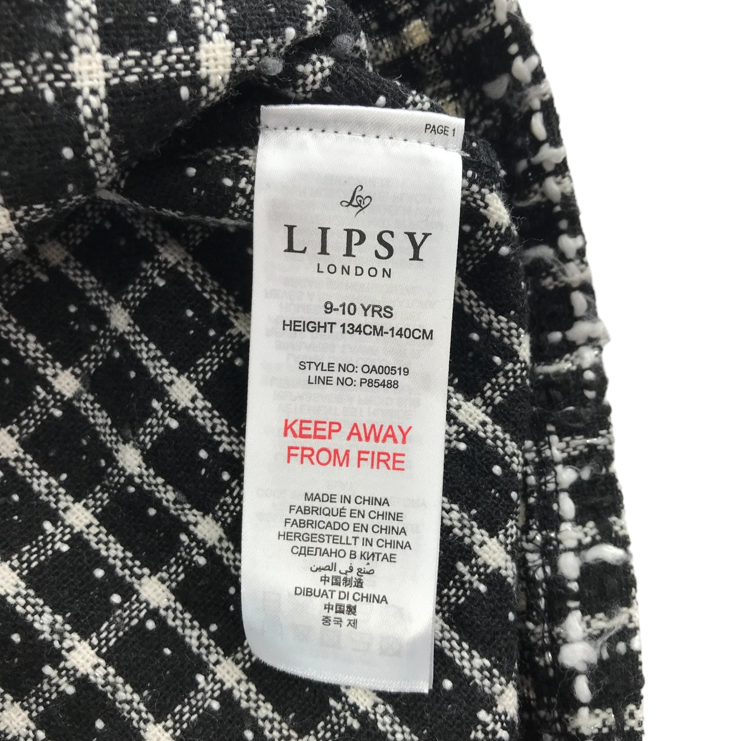 Lipsy dress 9-10 years black and white knitted long sleeve
