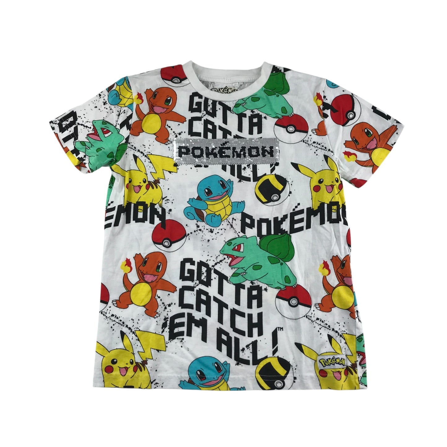 Next t-shirt 7-8 years white and multicolour Pokémon cotton
