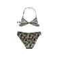 Monoprix Bikini Age 9 White and Green Parrots Print Pattern 2-Piece Set