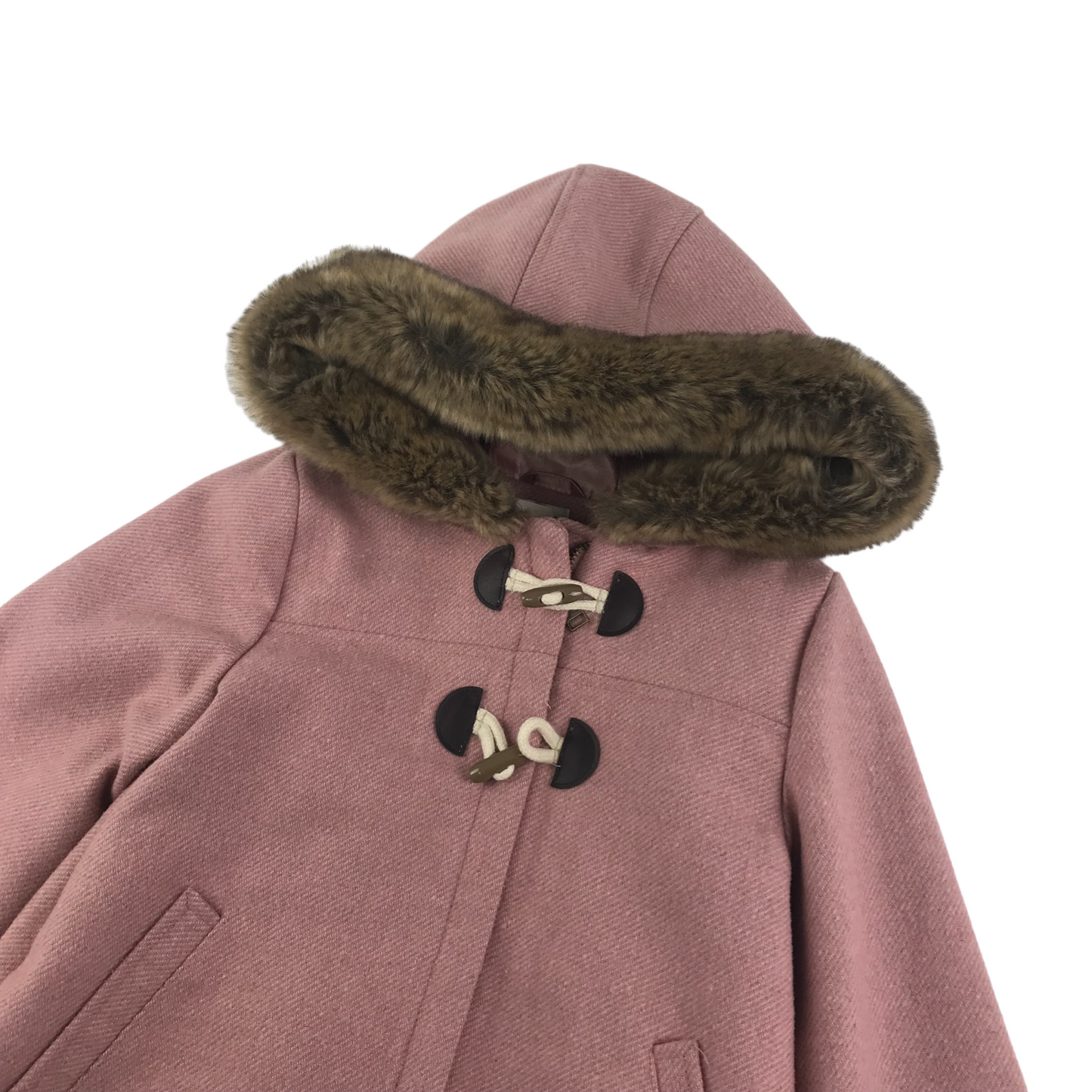 F&F Coat Age 6 Pink A-line Faux Fur Lined Hood