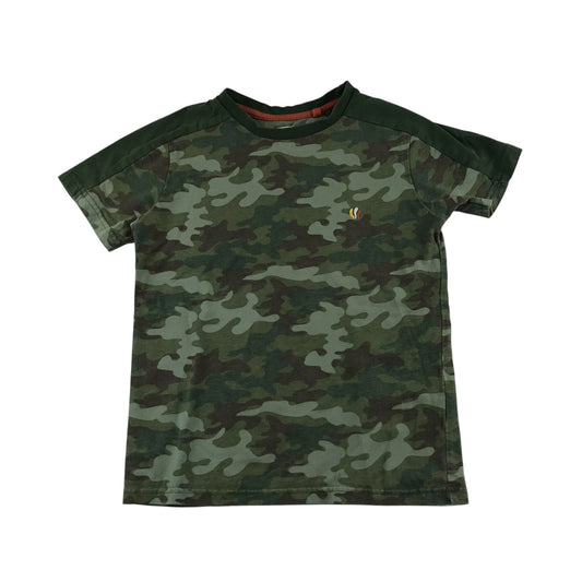 Fatface t-shirt 7-8 years khaki green camo pattern short sleeve cotton