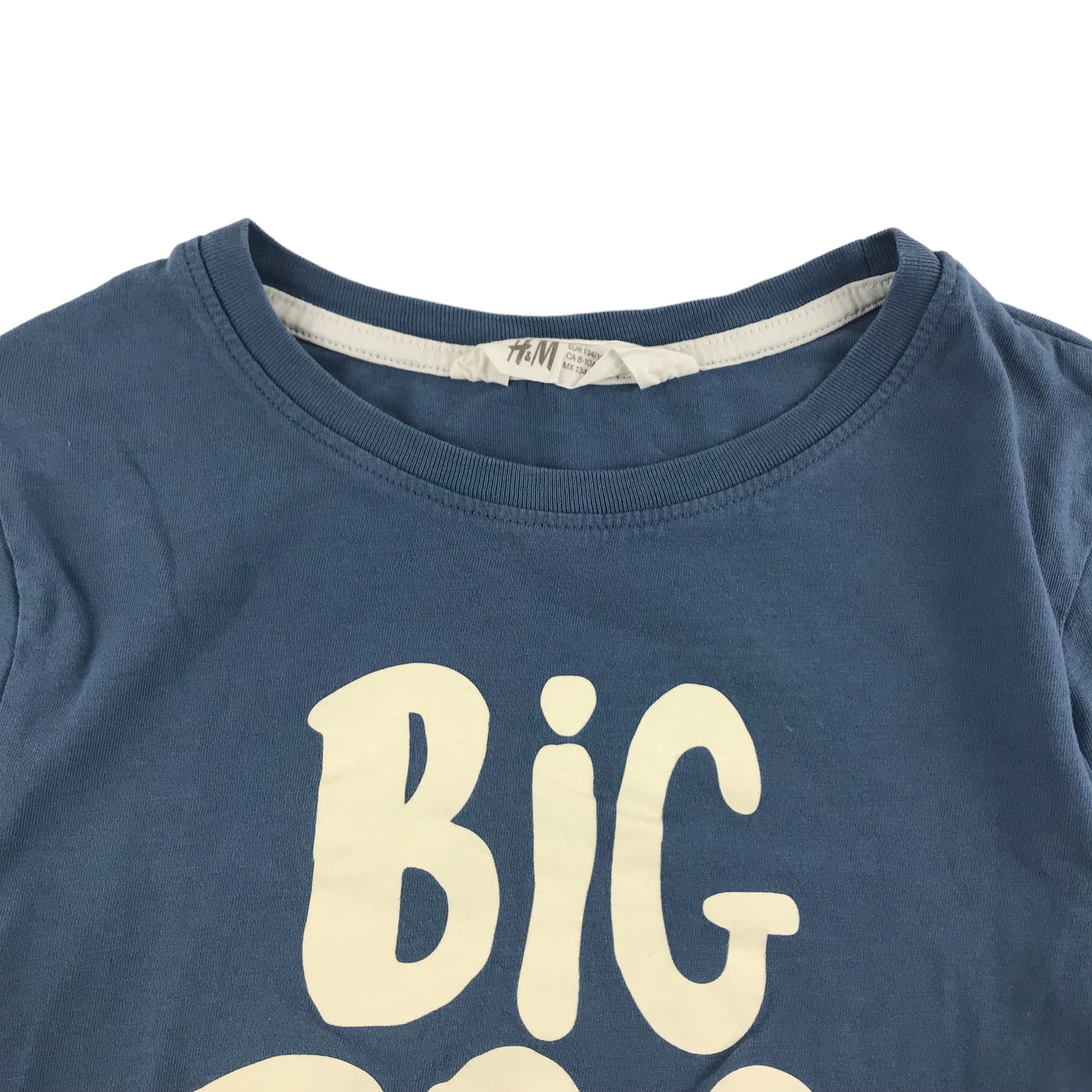 H&M T-Shirt Age 9 Blue Long Sleeve Big Bro