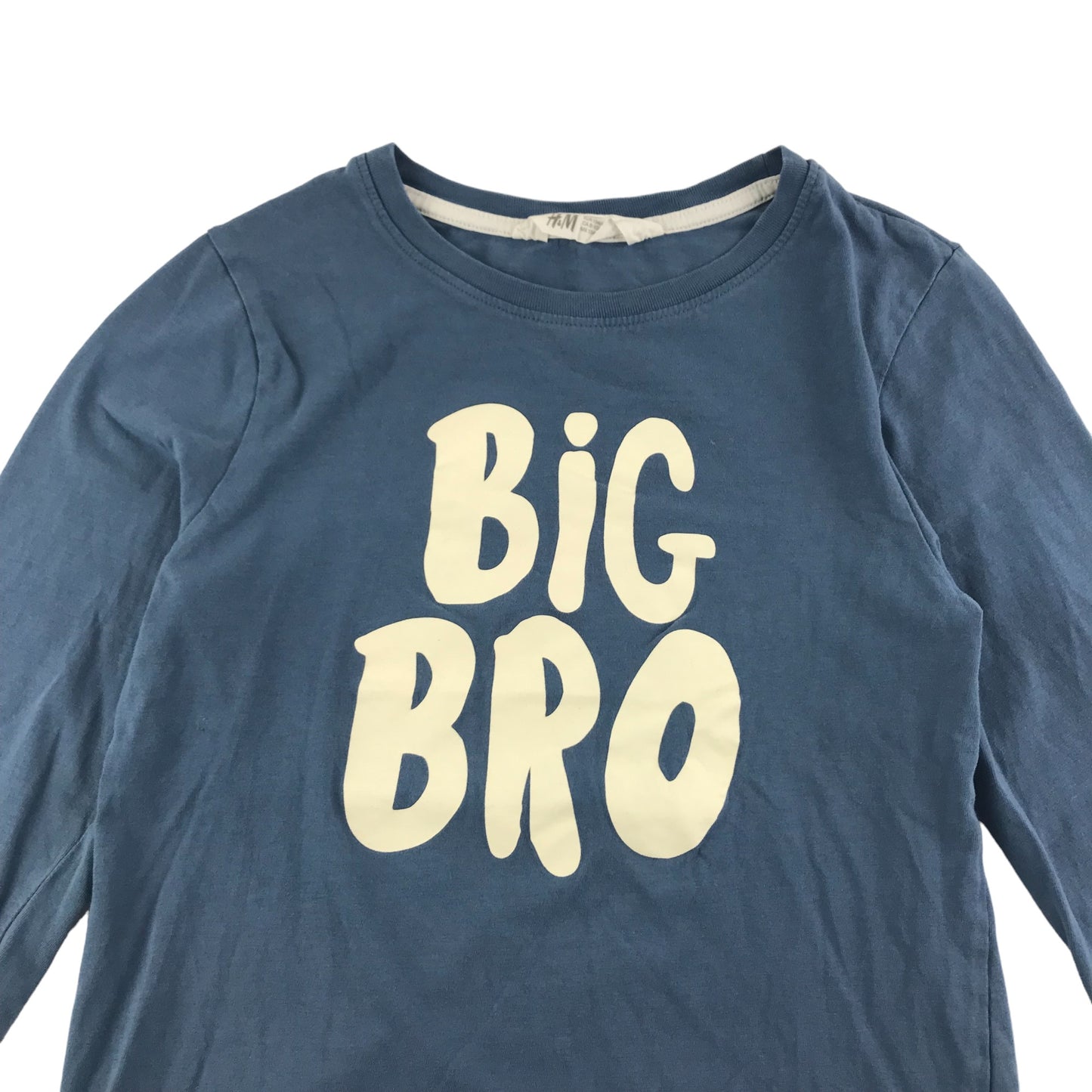 H&M T-Shirt Age 9 Blue Long Sleeve Big Bro