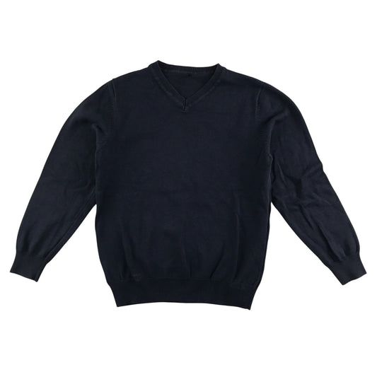 Navy unisex V-neck school jumper.