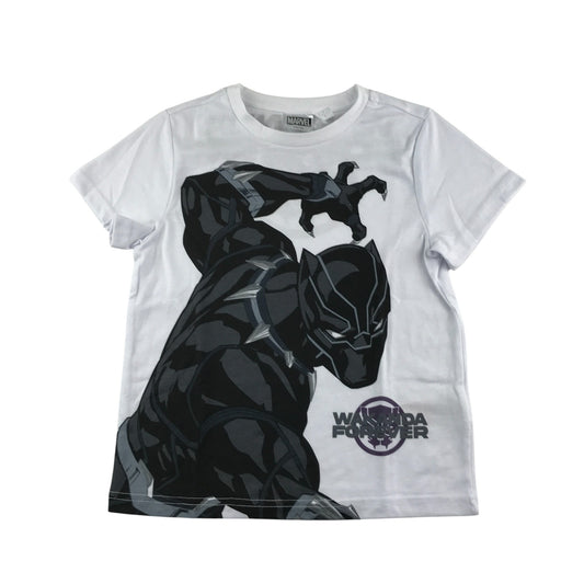 Black Panther t-shirt 7-8 years white and black Marvel short sleeve