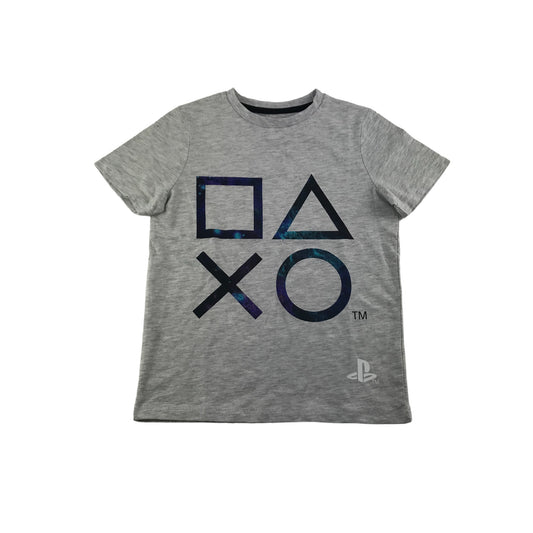 George T-Shirt Age 8 Grey Short Sleeve PlayStation Buttons Graphic