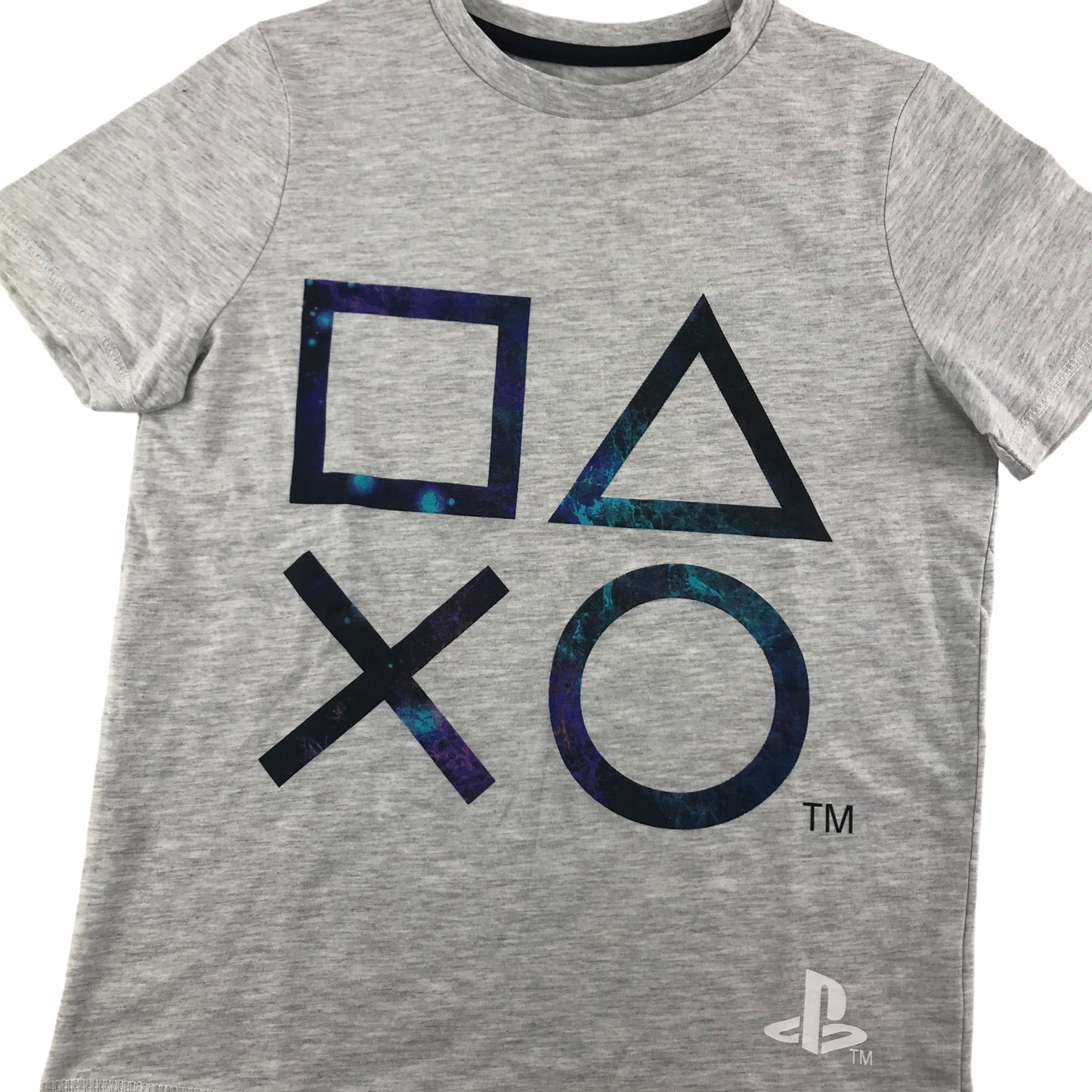 George T-Shirt Age 8 Grey Short Sleeve PlayStation Buttons Graphic