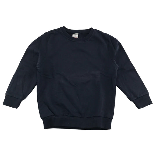 Navy unisex crew-neck school sweatshirt.