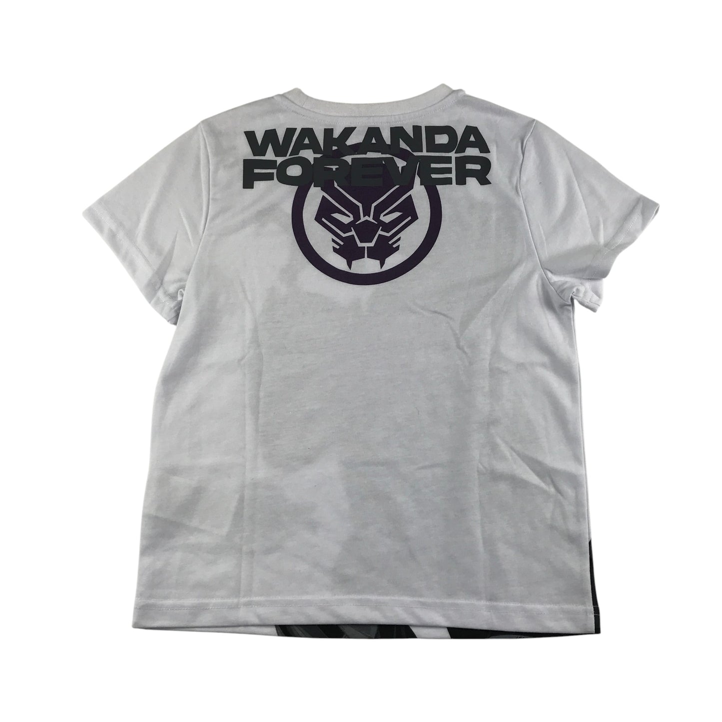Black Panther t-shirt 7-8 years white and black Marvel short sleeve