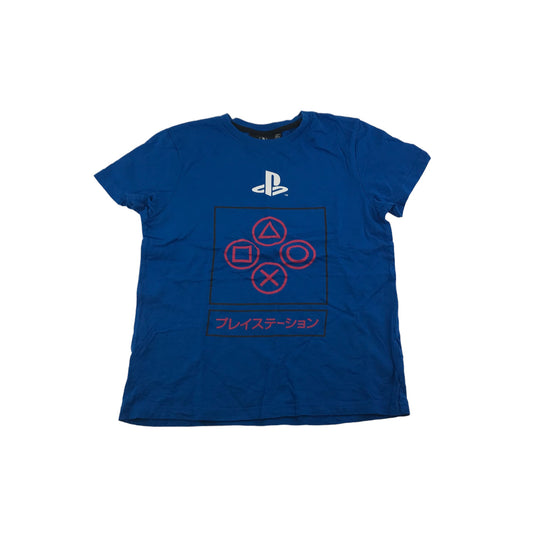 Primark T-Shirt Age 9 Blue Short Sleeve PlayStation Buttons Graphic