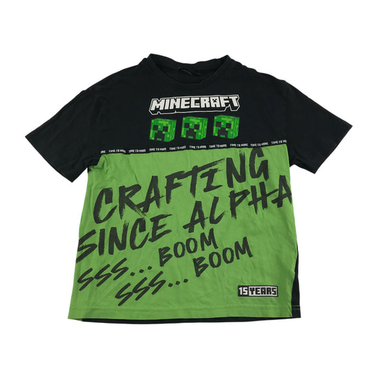 F&F t-shirt 7-8 years green and black short sleeve Minecraft cotton