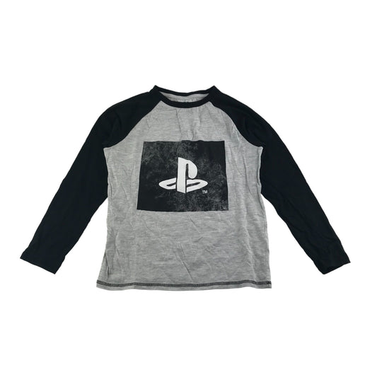 George T-Shirt Age 9 Grey Long Sleeve PlayStation Logo Graphic