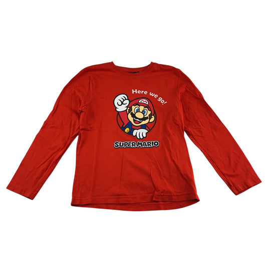Primark t-shirt 8-9 years red Super Mario long sleeve cotton