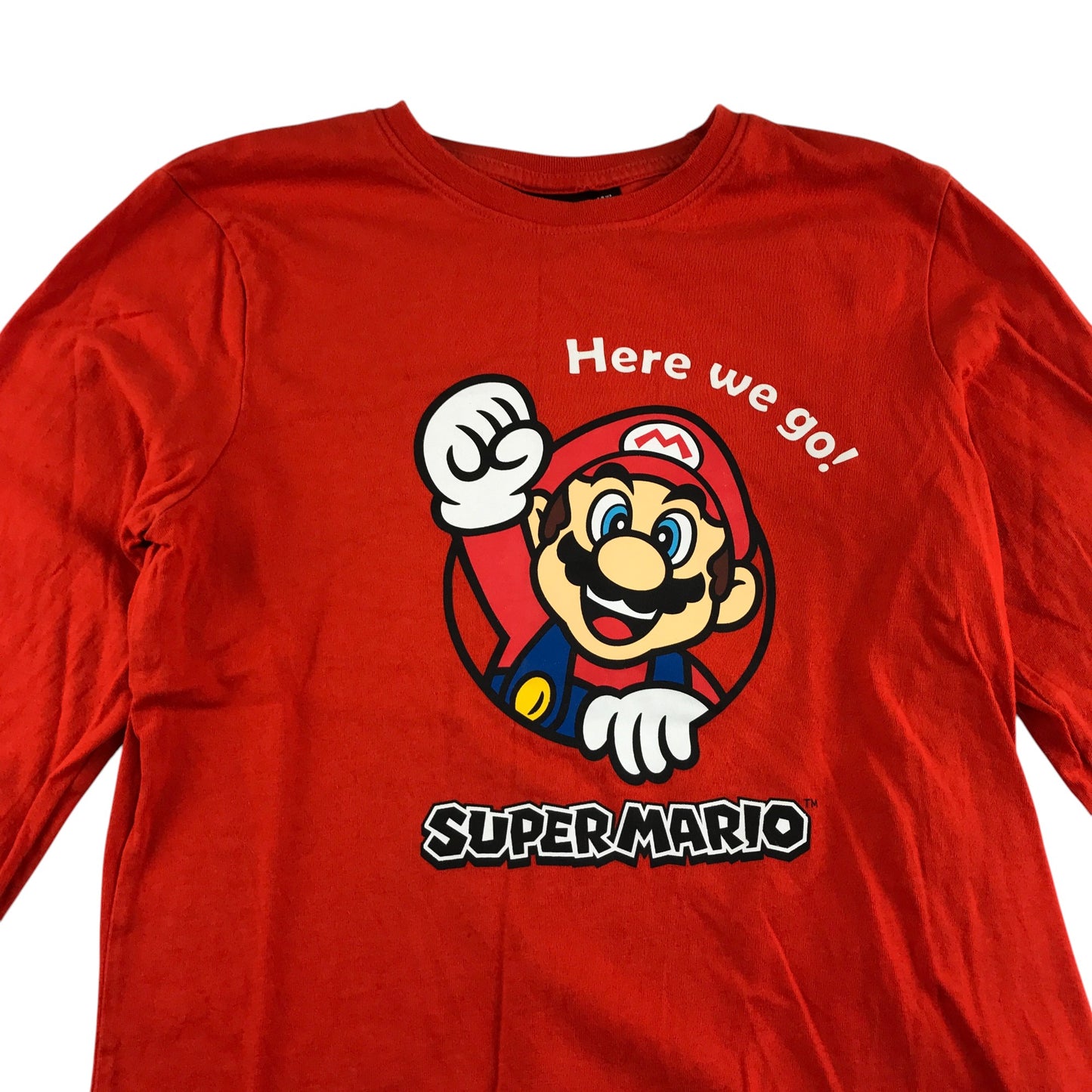 Primark t-shirt 8-9 years red Super Mario long sleeve cotton