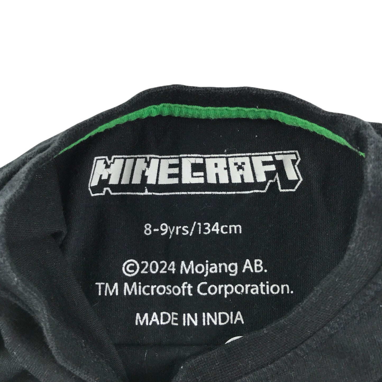 Primark t-shirt 8-9 years black Minecraft long sleeve cotton