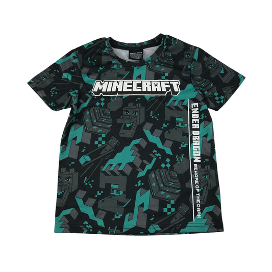 George t-shirt 8-9 years grey and turquoise sporty short sleeve Minecraft