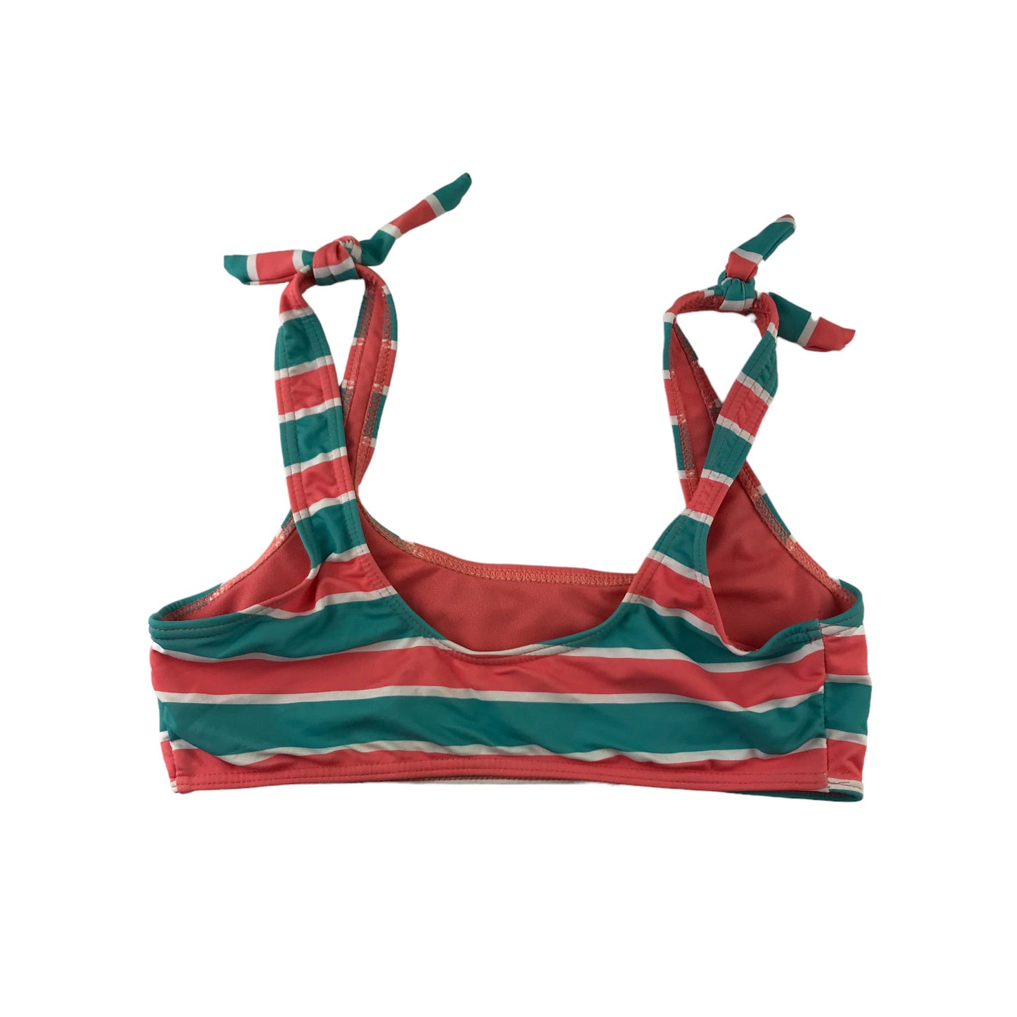 Primark Bikini Size Women 10 Salmon Red and Turquoise Stripy 2-piece set